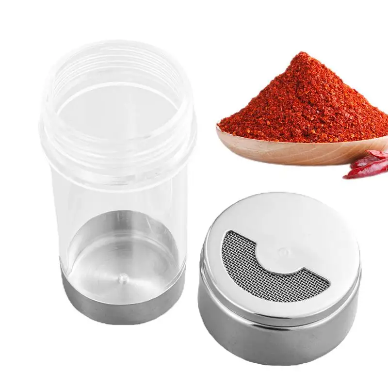 

Stainless Steel Seasoning Jar Sugar Dispenser Salt Shaker Seasoning Container Multi-Functional Pepper Shaker with Rotatable Lid