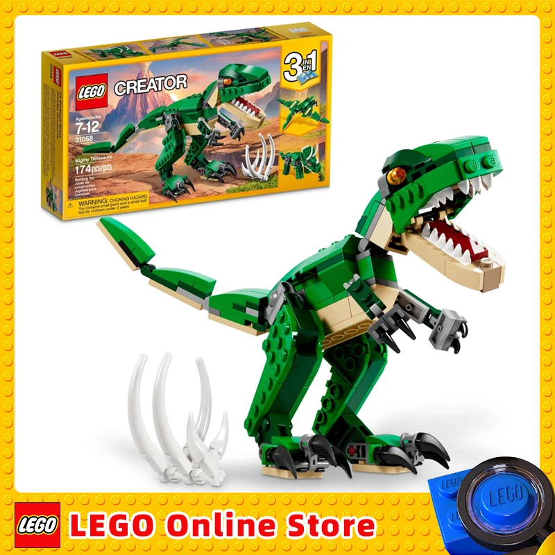 Lego Creator Mighty Dinosaur Toy 3 In 1 Modello T. Rex Triceratops E Pterodattyl Dinosaur Figures Regalo Di Compleanno Per Ragazzi 31058