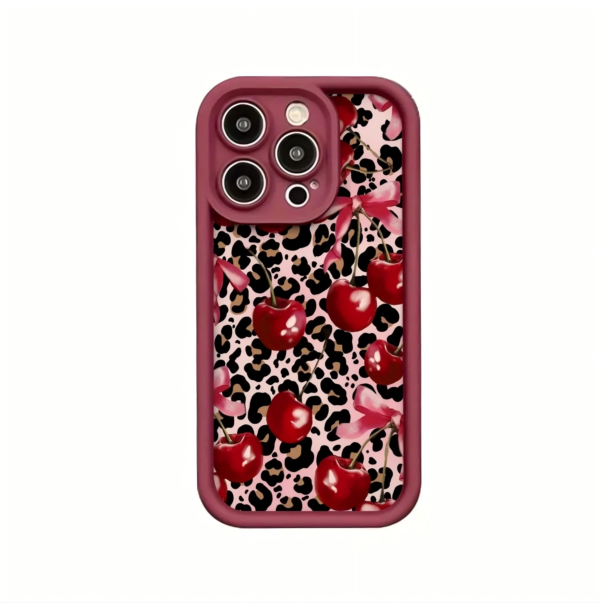 Leopard Print Bow Cherry Phone Case