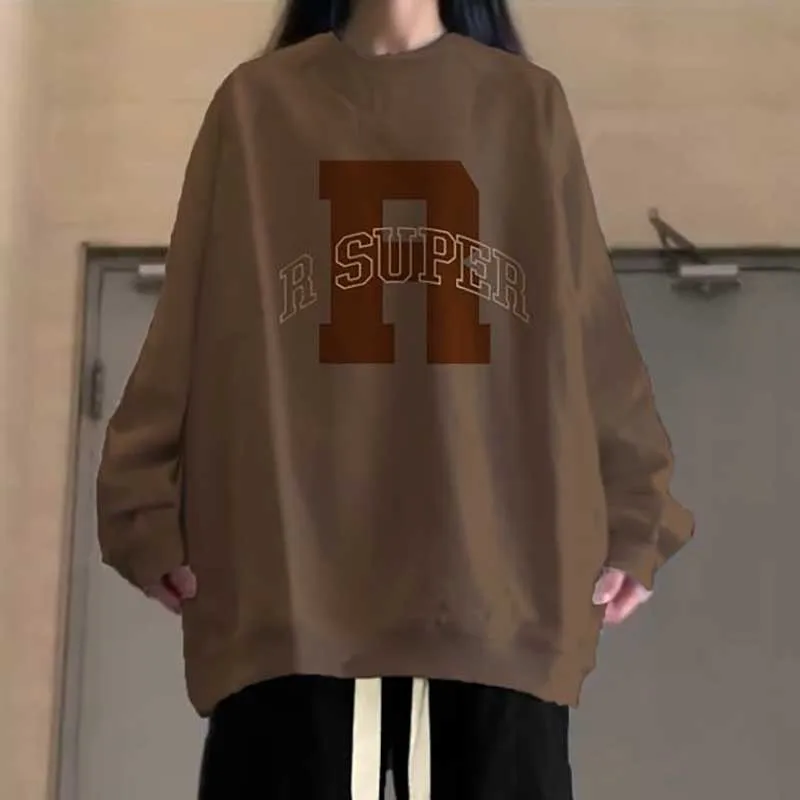 Fashion O-Neck Loose Printed Letter Sweatshirts Female Clothing 2023 Autumn Winter Oversized Casual Tops Korean Sweatshirts
