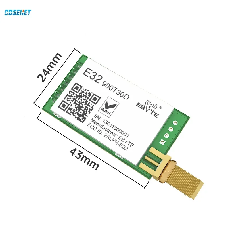 5PCS Long Range LoRa868/915MHz RF Module CDSENT E32-900T30D 1W 915 MHz Wireless Transceiver IOT Transmitter Receiver Module 1 5pcs lot si4730 d60 gmr screen printing3060 qfn20 wireless transceiver ic chips