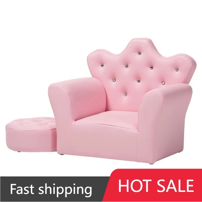

Baxton Studio Ava Modern and Contemporary Pink Faux Leather 2-Piece Kids Armchair and Footrest Set