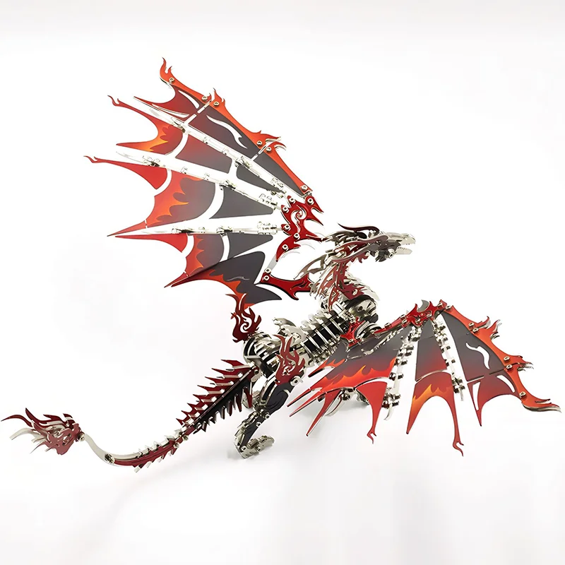 펑크 DIY 기계식 금속 조립 3D 동물 불룡 스테인리스 스틸 퍼즐 모델 키트 (성인 및 소년용 장난감 선물)