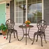 Patio Bistro Sets 3 Piece, Outdoor Rust-Resistant Cast Aluminum Garden Table and Chairs, Bronze 2