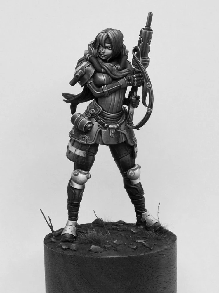 Unmontierter 1/24 75 mm antiker Ständer mit langen Haaren (KEINE BASIS) Miniaturmodellbausätze aus Kunstharz, unbemalt