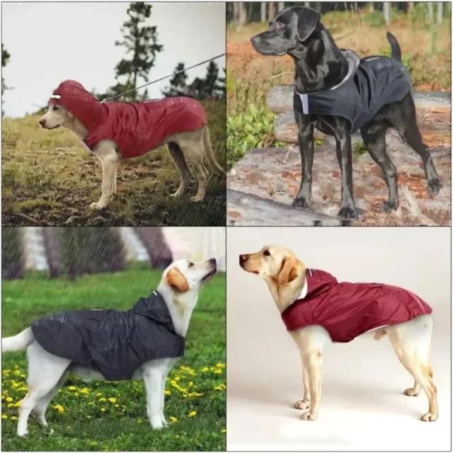 9 Sizes Dog Raincoat Small Medium Large Dogs Waterproof Hooded Jacket Rain Clothes with Reflective Stripe Outdoor Accessories 2