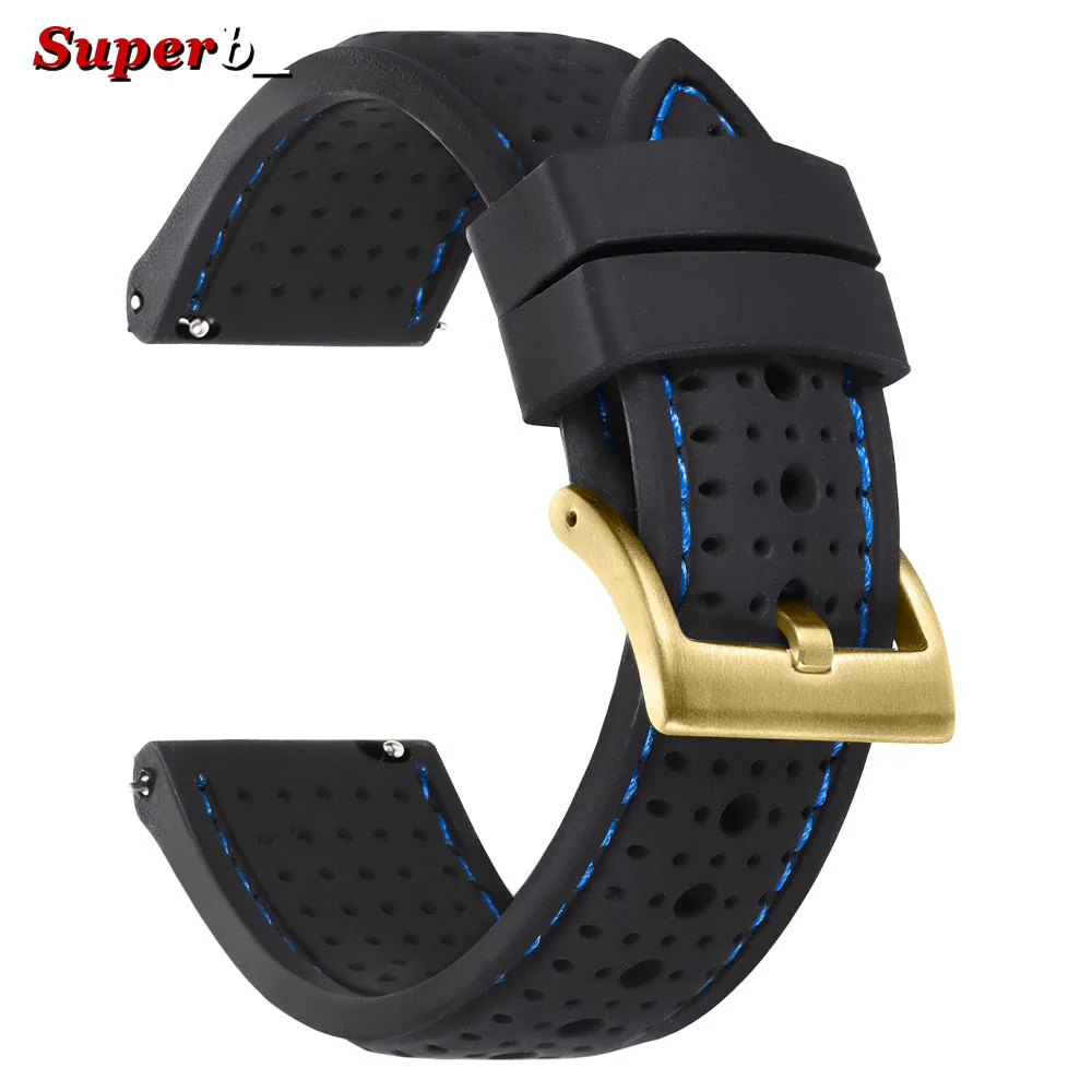 Breathable Silicone Sports Watchband - Soft, Waterproof, Rubber Wrist Strap