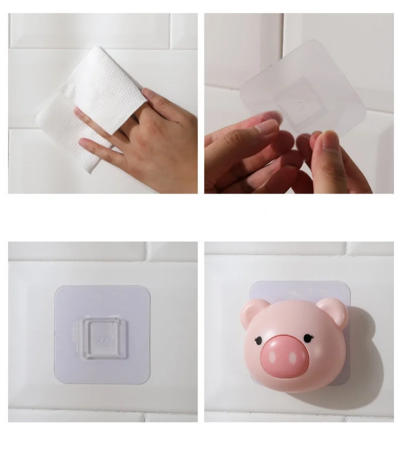 Cartoon Pig Hook Self Adhesive Dormitory Bedroom Door Hangers Hooks Key Umbrella Towel Cap Coat Rack Wall Animal Decoration Rack 2