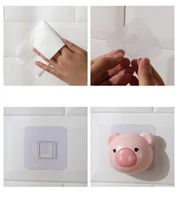 Cartoon Pig Hook Self Adhesive Dormitory Bedroom Door Hangers Hooks Key Umbrella Towel Cap Coat Rack Wall Animal Decoration Rack 2