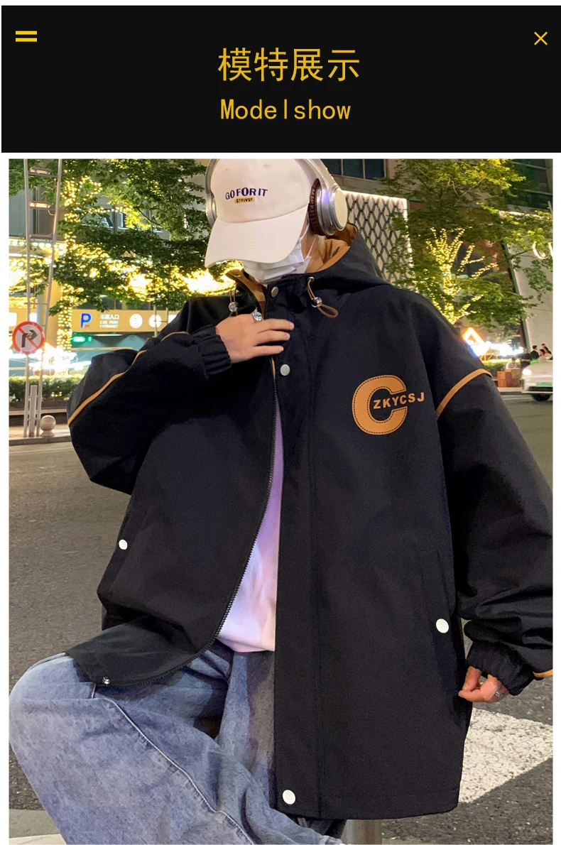 Lässige Herren-Kapuzenjacken Neu 2026 Frühling Herbst Jugend Streetwear Lockerer Mantel Outdoor Windbreaker Übergröße M-4XL Oberteile Kleidung – Detail 14