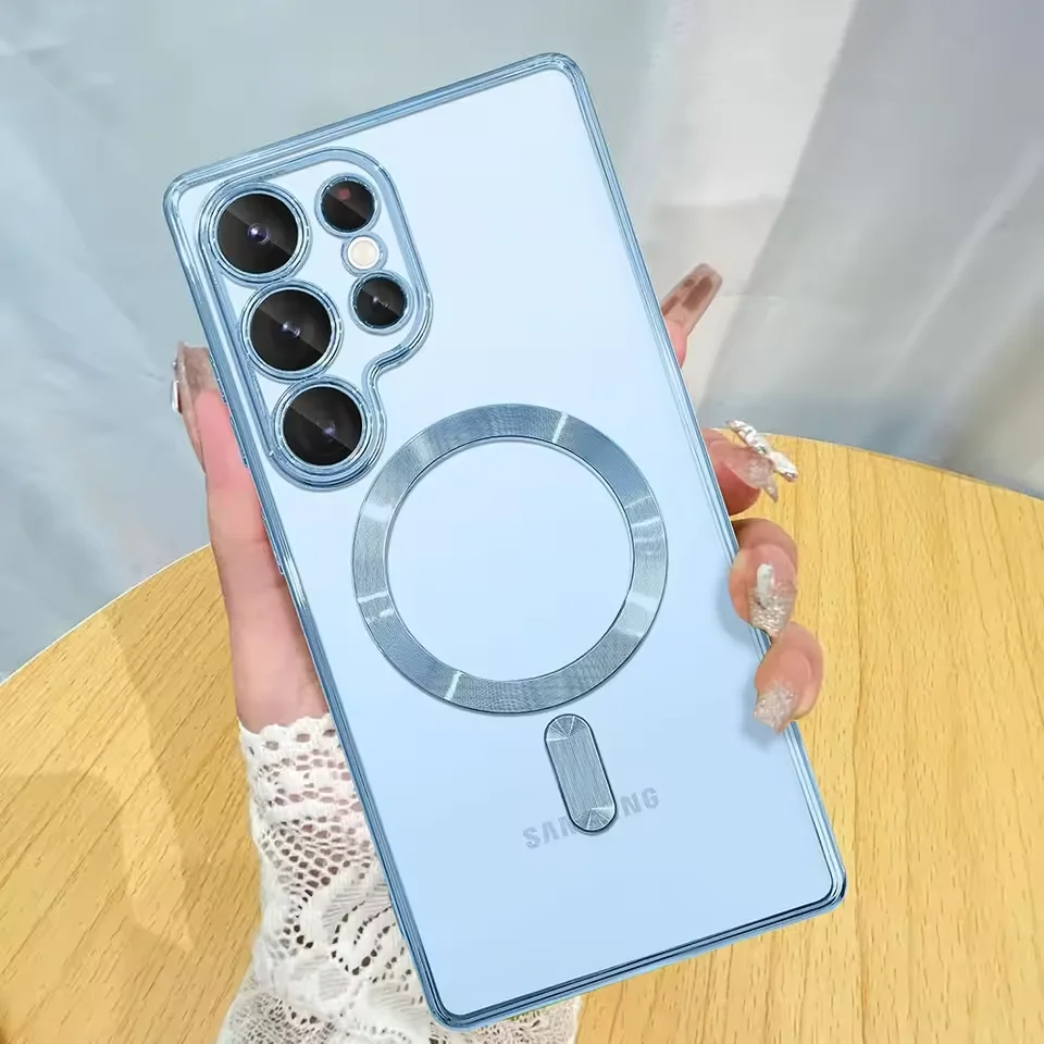 Enhanced Magnetic Clear Thin Case with Luxury Plating and Silicone Soft Cover