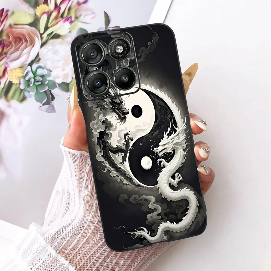 Cool Dragon Tiger Pattern Black Silicone Phone Case with Soft Bumpers