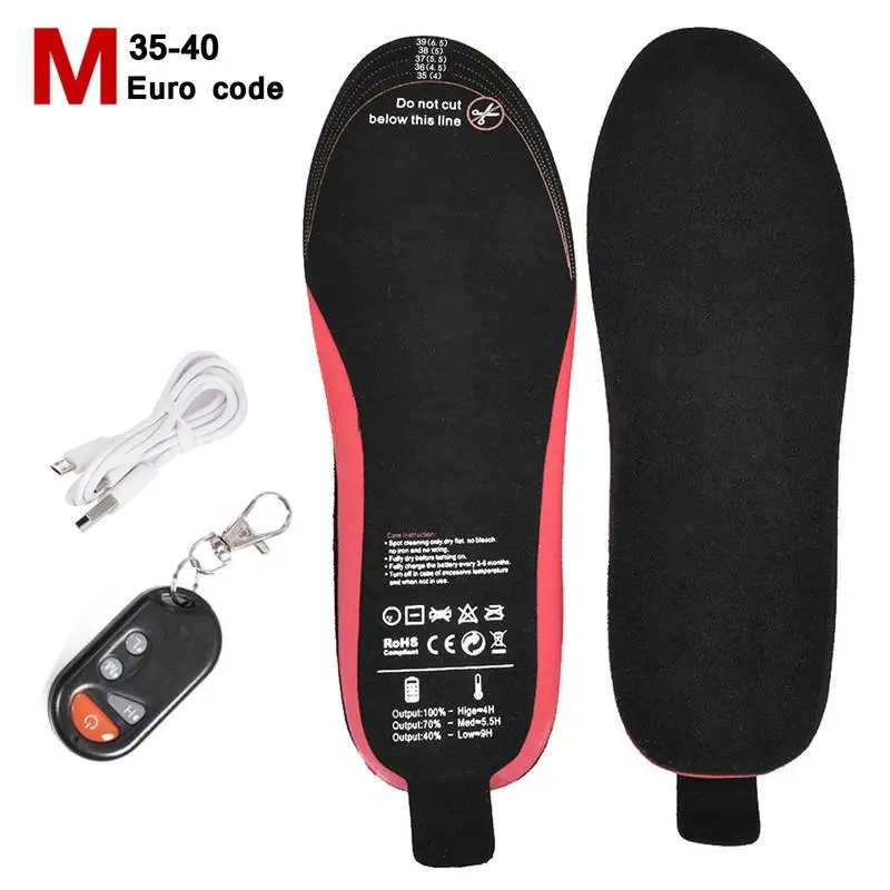 원격 제어 USB 충전식 조절 가능한 온도 신발 안창 야외 캠핑 낚시를위한 겨울 난방 깔창