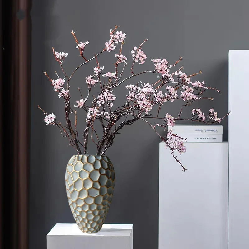 Ceramic Vase Geometric Diamond Check Flower Vase Floral Arrangement Accessories Ginger Jar Ceramic Checkmate Jar Home Decoration 3