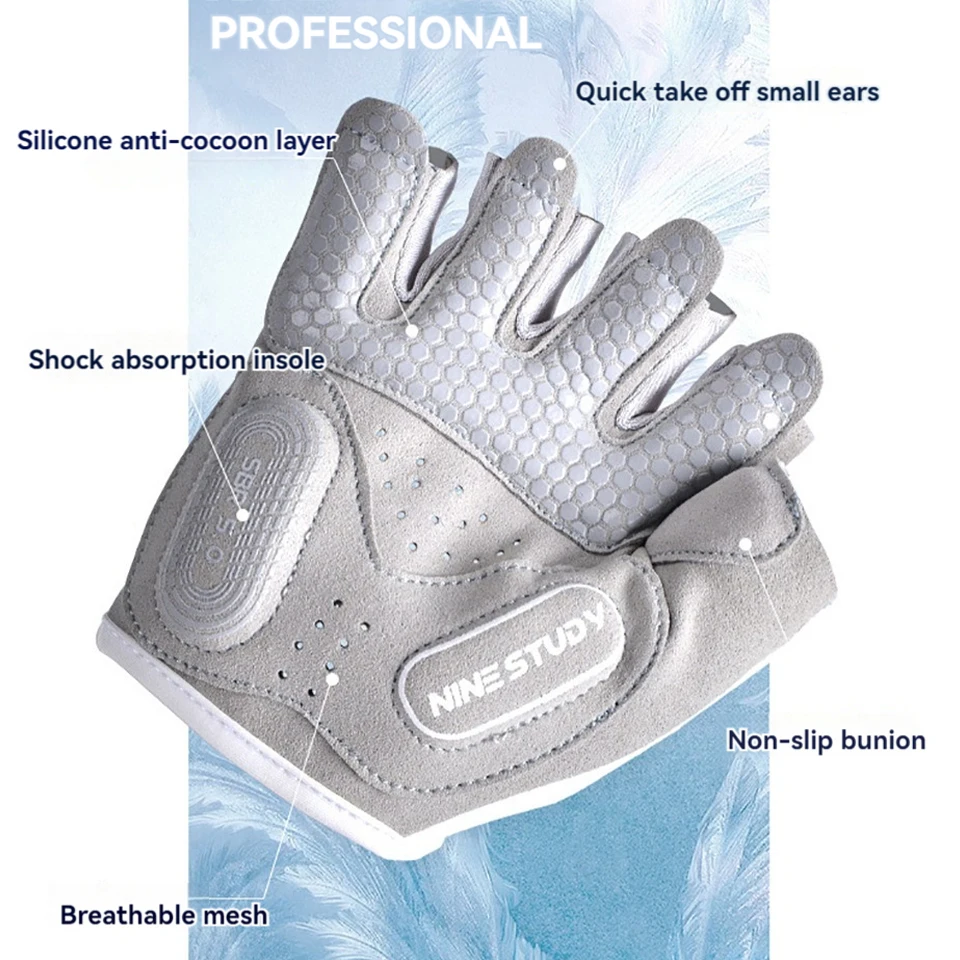 1 Pair Gym Body Building Training Fitness Gloves Sports Weight Lifting Exercise Slip-Resistant Gloves Yoga Gloves Women Men 4