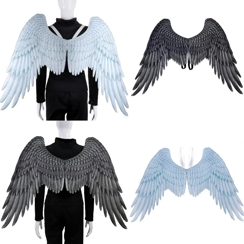 

Halloween Angel Wings for Adults and Children Carnival Theme Party Role Playing Costume Props Black and White Angel Wings