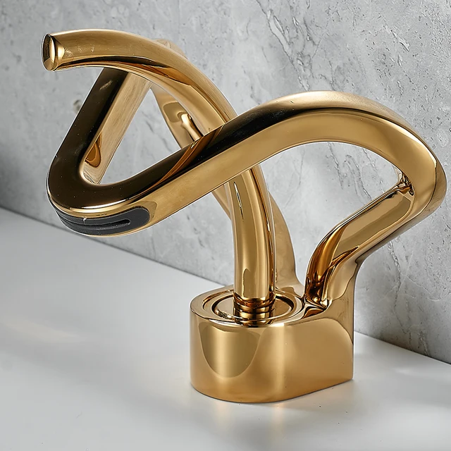 น้ําตกสร้างสรรค์ห้องน้ําอ่างล้างหน้าก๊อกน้ําก๊อกน้ําดาดฟ้าติดตั้งร้อนเย็นน้ําผสมเครนทองเหลืองเดี่ยวก๊อกผสม 5