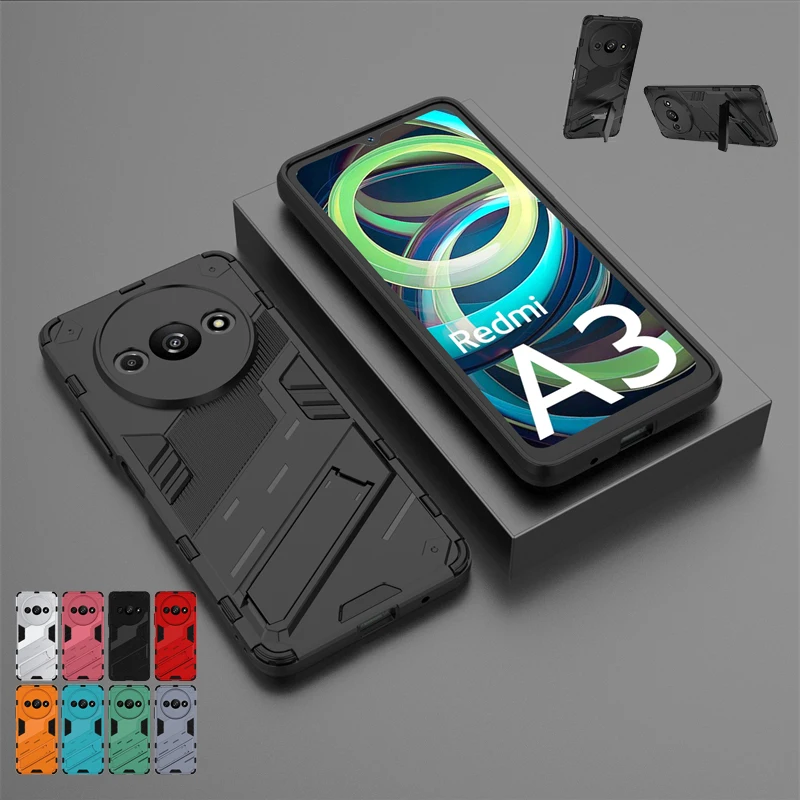 Xiaomi Redmi A3 Shockproof Armor Phone Case with Kickstand and Holder