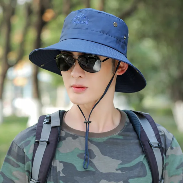 Fashion Men's Summer Sun Hat Outdoor Fishing Hiking Climbing Bucket Hats  Breathable Anti UV Sun Hat Wide Brim Panama Cap| | - AliExpress