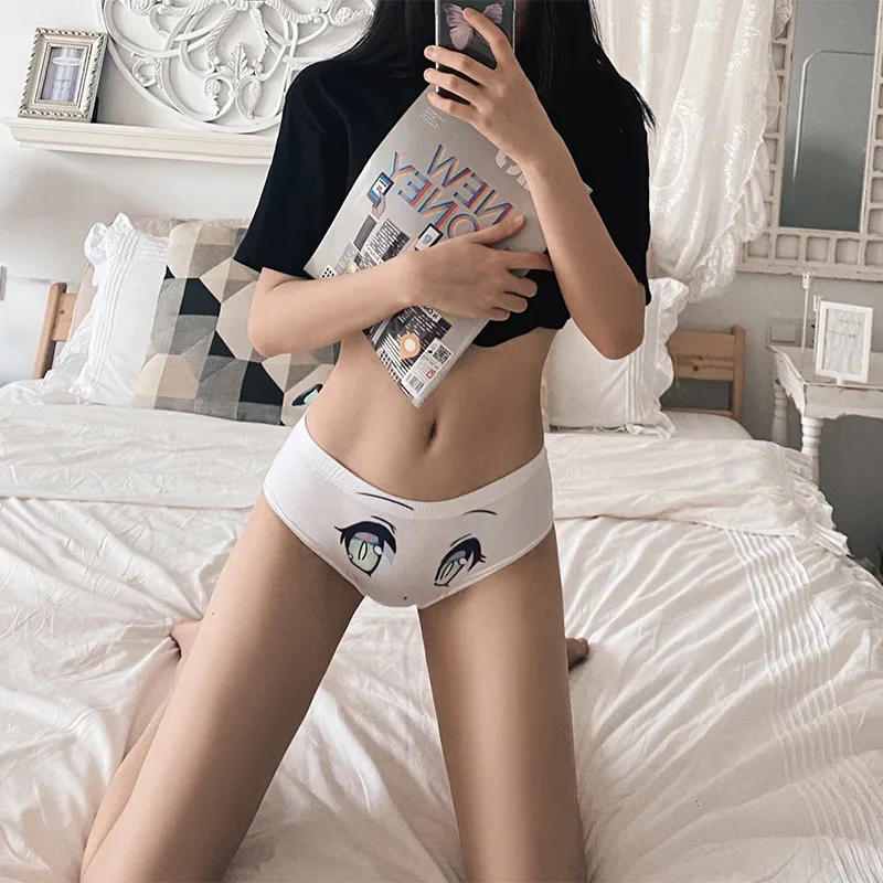 Animal Stitch Cartoon Women's Lace Brief Breathable Sexy Elastic Bikini  Hipster Panties Lady Underwear 