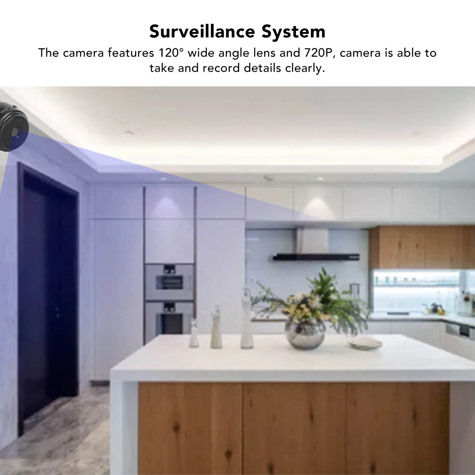 Surveillance System Wireless WiFi Camera 120&deg; Wide Angle 720P Mini Surveillance System CCTV for Children Elders Security Camera