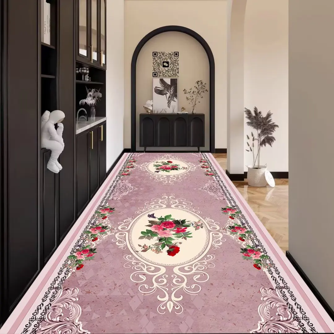European Style Floral Carpets Corridor Hallway Longe Area Rugs Stairway Runners Customizable Floor Mats Home Porch Entry Doormat 4