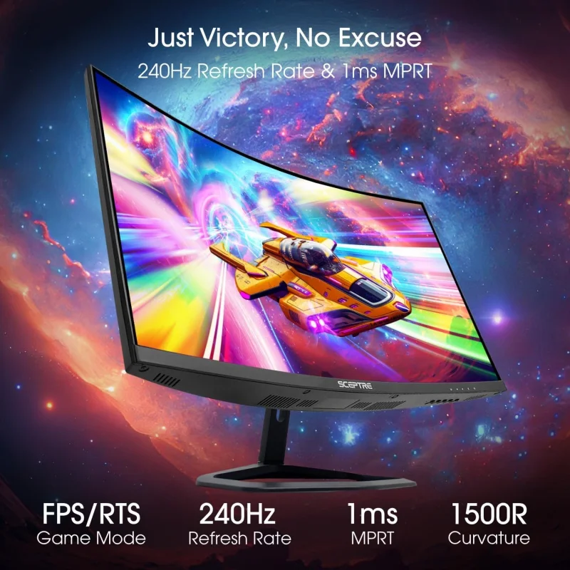 Sceptre 27inch Curved Gaming Monitor up to 240Hz DisplayPort HDMI 1ms