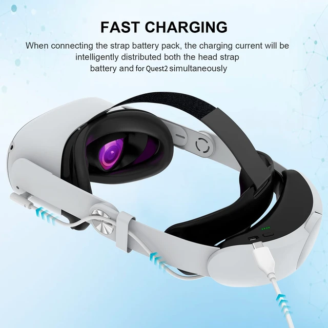 Battery Pack for Oculus Quest 2,Quest 3 Accessories for Oculus Quest 2  Headset, 5000mAh Extended Power Compatible with Meta Quest 2 Oculus  Original Strap and Elite Strap Extended Play time VR Power