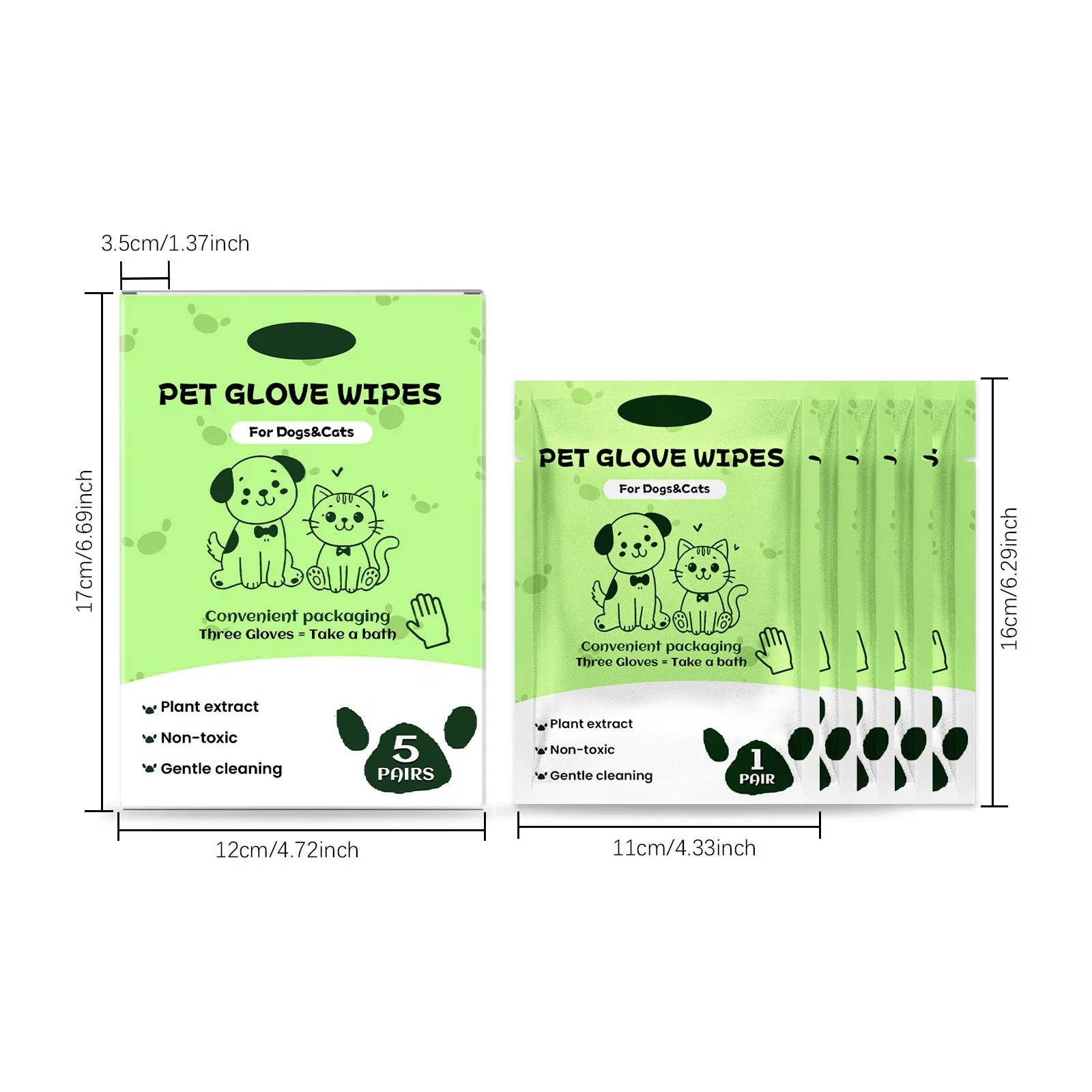 Pet Cleaning Gloves 5 Pairs Washing Gloves Comfortable Grooming Wipes For Dogs Gentle Puppy Scrubber Kitten Washing Mitten For