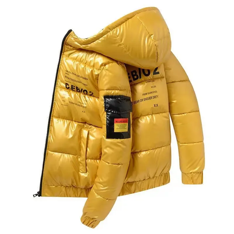 Men Thicken Warm Winter Leather Jacket Casual Parka Outwear Autumn Waterproof Stand Collar Hooded Coat