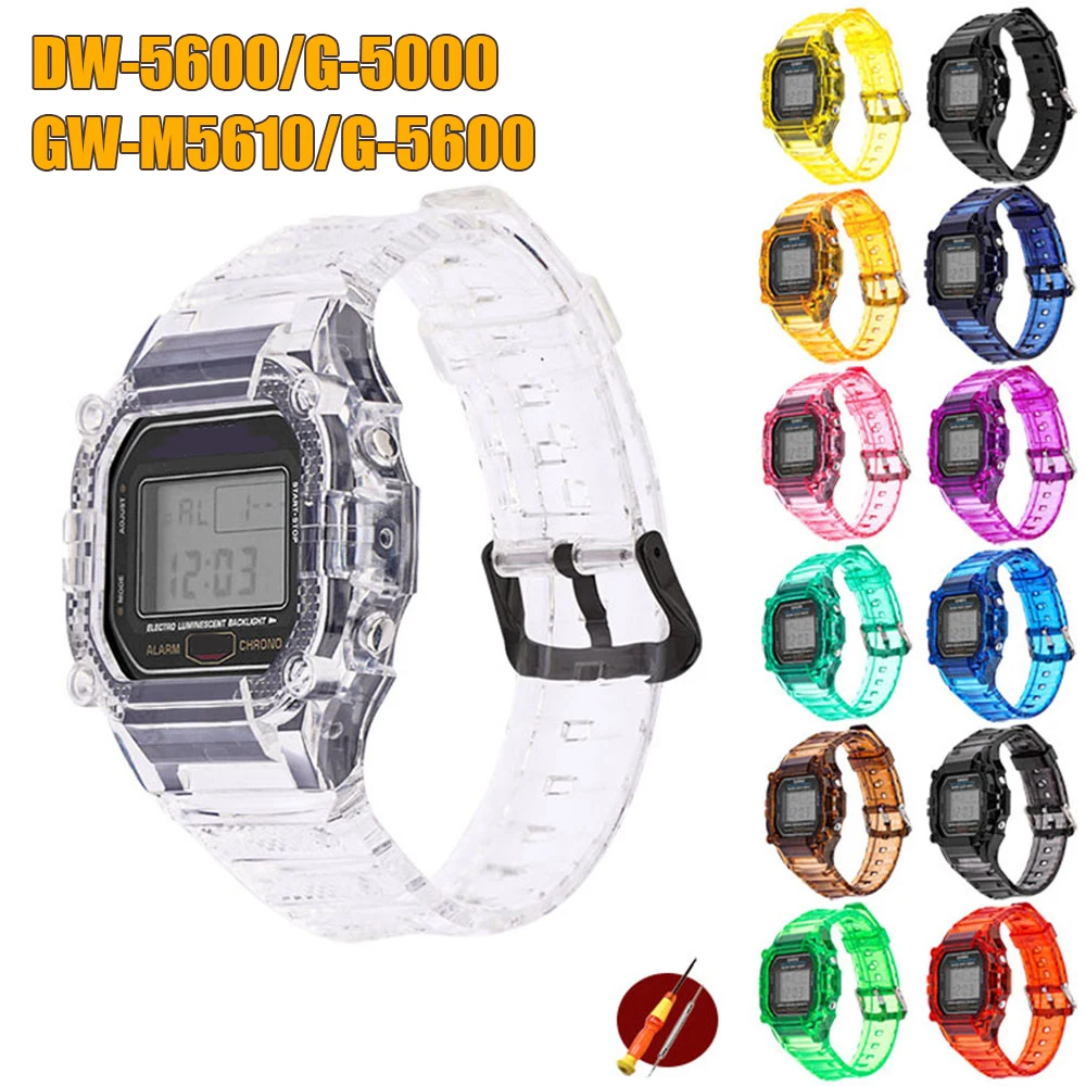 TPU Resin Watch Strap Case for Casio G-Shock DW-5600 5000 GW-M5610 5600 GLX- 5600 Transparent Band Bracelet Accessories Refit Kit - AliExpress