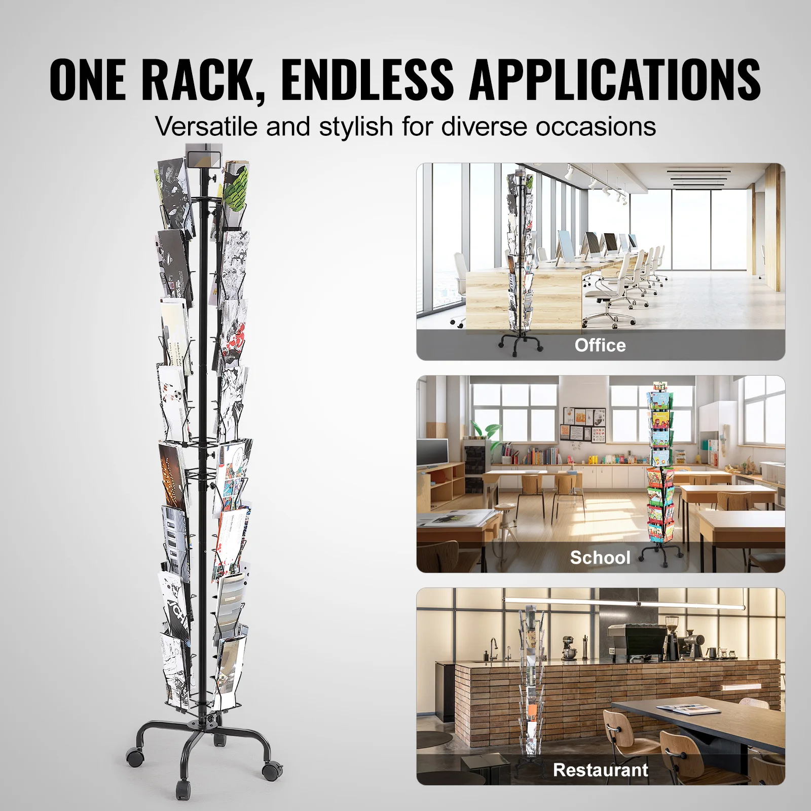 VEVOR Greeting Cards Display Rack 32 Pockets 360° Rotating Postcard Brochure Display Stand for Exhibitions Office Trade Shop 6