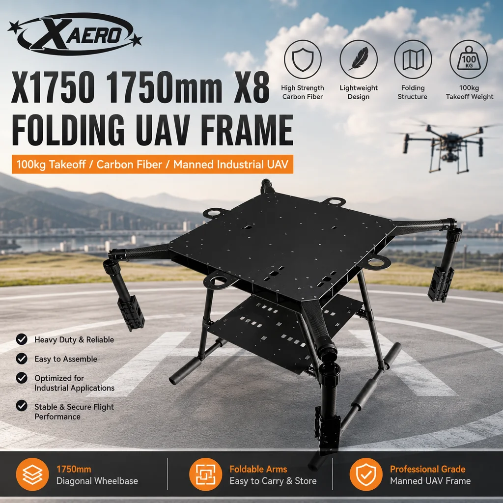 XAERO X1750 1750mm X8 Faltbarer Rahmen 100kg Startgewicht Kohlefaser für Bemannte Industrielle UAVs