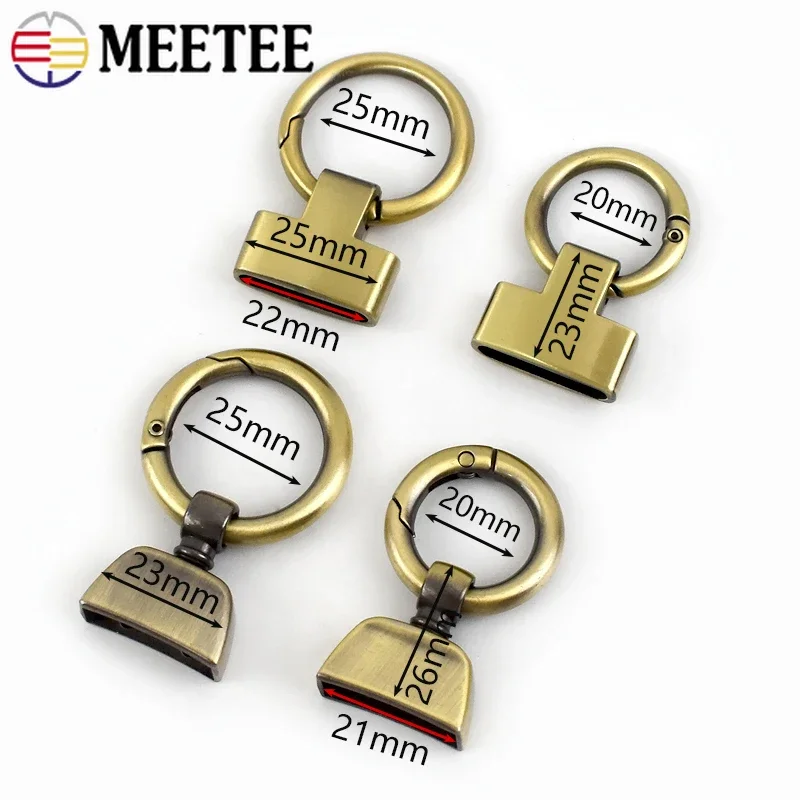 Meetee O 링 금속 버클 용수철 키 체인 웨빙 행어 후크 나사 벨 연결 걸쇠 가방 하드웨어 액세서리, 20mm, 25mm, 4 개, 10 개