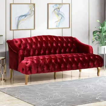 Tufted Velvet Wingback Loveseat 1