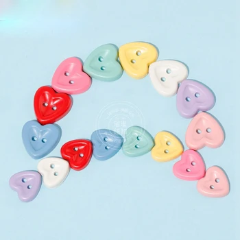 20pcs Cute Macaron Colored Heart Plastic Buttons 2