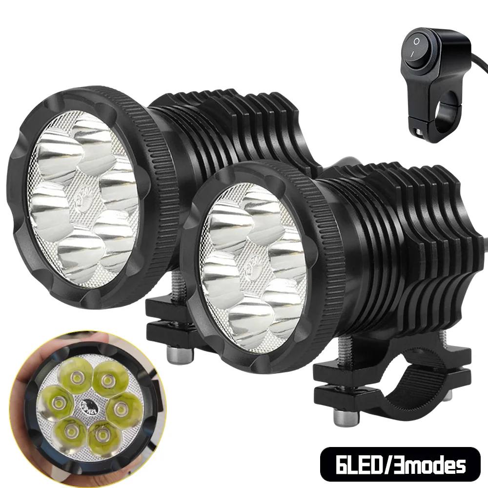 AdditionalLightForMotorcycleHeadlightHeadlamp6LedStrongLow