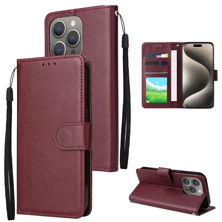 Leather Wallet Case with Card Slot, Photo Frame & Magnetic Flip Kickstand