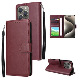 Leather Wallet Case with Card Slot, Photo Frame & Magnetic Flip Kickstand for iPhone 12 (Wine red)
