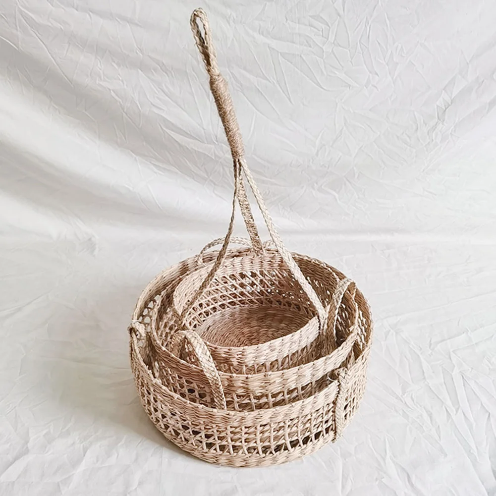 

For Bedroom For Garden Handmade Basket 3 Tier Basket Home Organization Eco-friendly Material Handmade Natural Woven