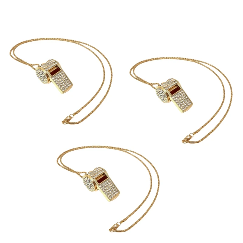 Necklace Style, Exquisite Diamond-Encrusted Referee Whistle, Cute Rhinestone Whistle, Metal Whistle