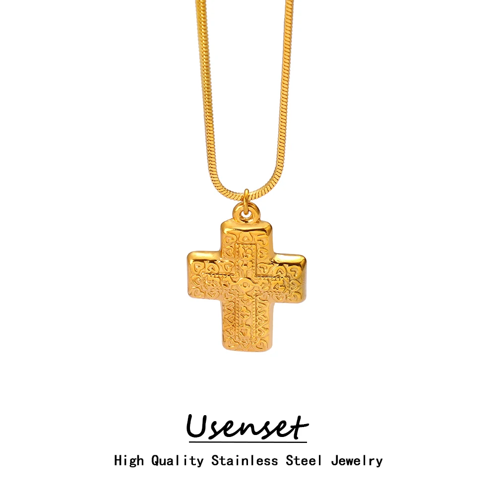 

USENSET 18K золотого цвета, нержавеющая сталь, священник, подвеска в виде полого Креста для церкви, Религиозной христианской одежды, водонепроницаемая