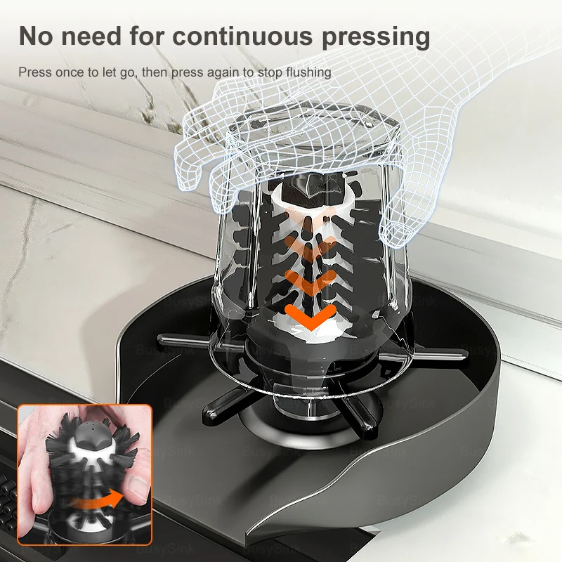 Glass Rinser for Kitchen Sinks Cup Washer Kitchen  Accessories Silver Stainless Steel Brush Cleaning Tools