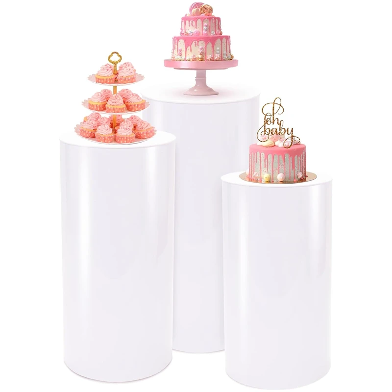 Lot De 3 Supports Cylindriques élégants – Déco Mariage, Tea Party, Polyester