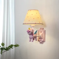 Children's Room Wall Lamps Pink Blue Pegasus Unicorn Lamp Creative Warm Baby Room Princess Room Girl Bedroom Bedside Wall Lights 1