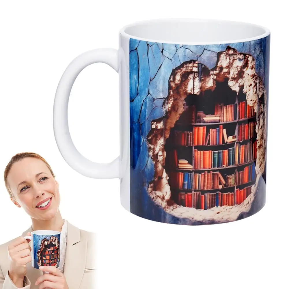 

3D книжная полка, кружка, Космический дизайн, многофункциональная керамическая кружка, кружки, кружка для кофе, латте, книжная полка, кружки для чтения