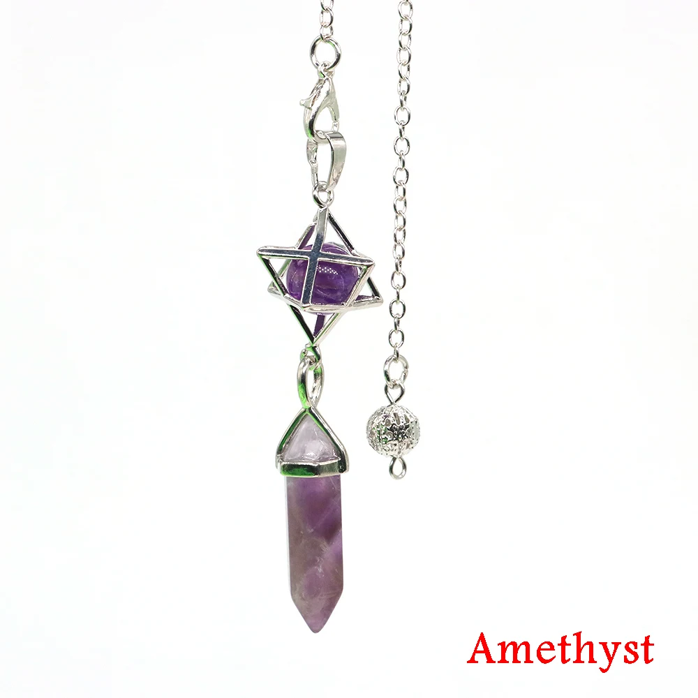 Naturstein Quarz Pendel zum Wünscheln Weissagung sechseckigen Kristall Merkaba Esoterik Shuttle spirituelle Chakra heilige Pendu – Detail 5