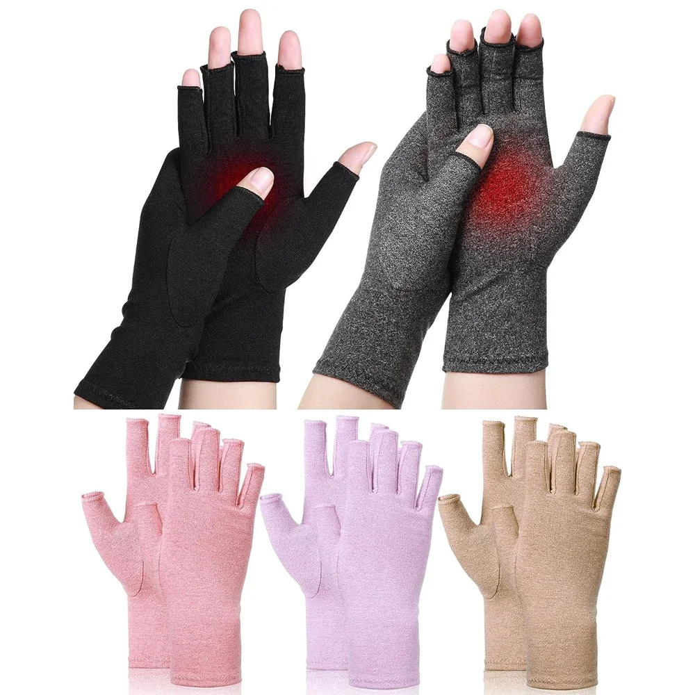 1Pair Arthritis Gloves Women Men, Relief Pain Carpal Tunnel, Rheumatiod, Tendonitis, Fingerless Hand Thumb Compression Gloves