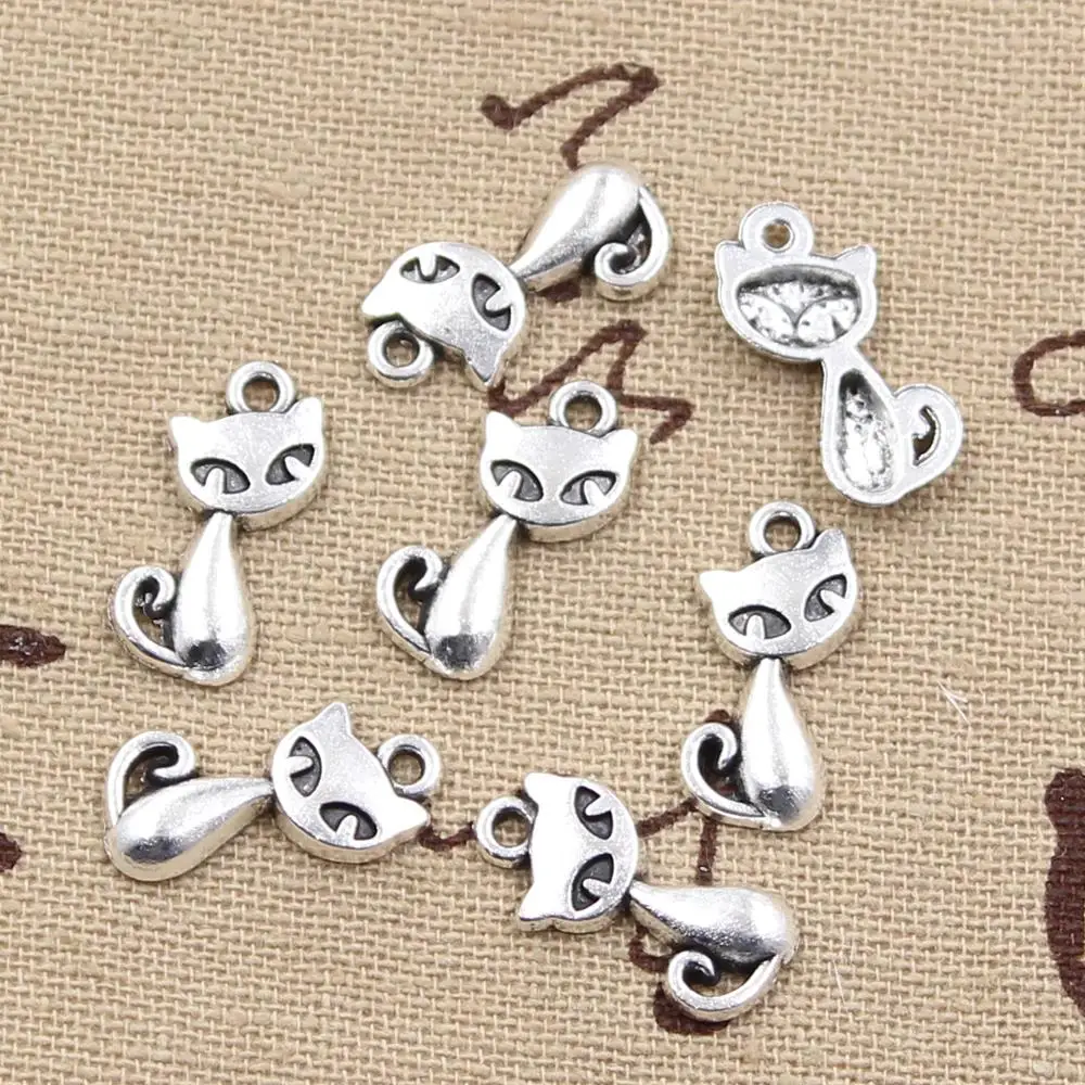 50pcs Charms Katze Fuchs 17x9mm Antike, Der Anhänger fit,Vintage Tibetischen Bronze Silber farbe, DIY Armband Halskette