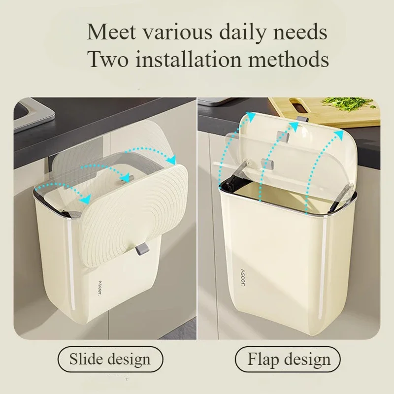 المطبخ مزبلة الحائط 7/9L سعة سلة المهملات مع غطاء الحمام المنزلية غرفة المعيشة غرفة نوم ضوء سلة ورق فاخرة